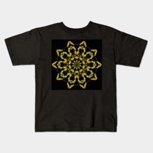 Yellow Chrysanthemum Light and Shadow Kaleidoscope pattern (Seamless) 22 Kids T-Shirt